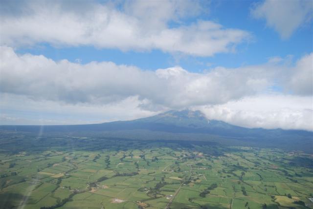 View from a glider over Mt. Taranaki